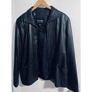 VTG 90s Wilson’s Leather Women’s Full Zip Black Leather Jacket Sz 16